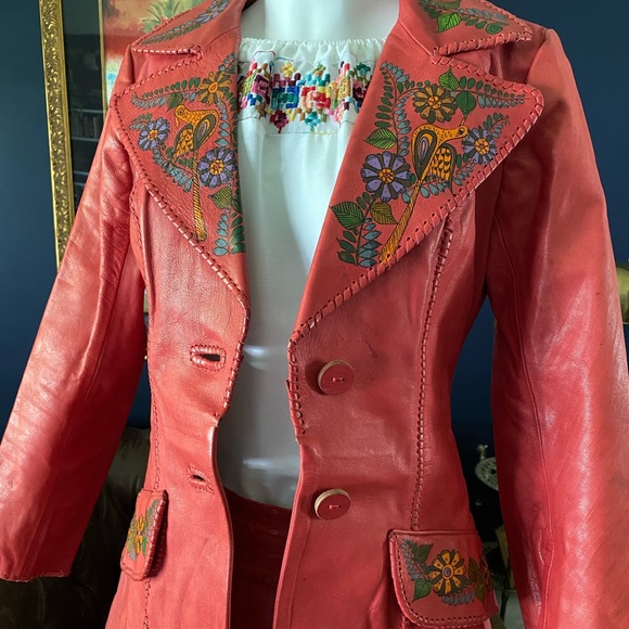 Leather Museum quality 1970s Char de Vazquez skirt suit - Picture 2 of 15